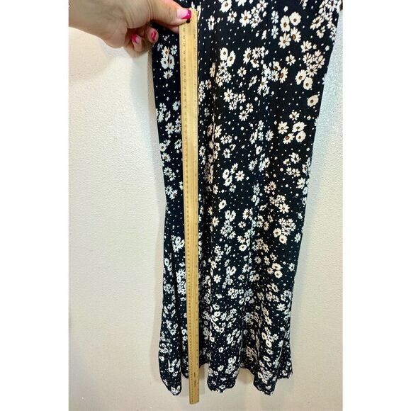 New Look Split Front Black & White Daisy Floral Midi Dress Women's Size 2 Petite - Picture 9 of 12